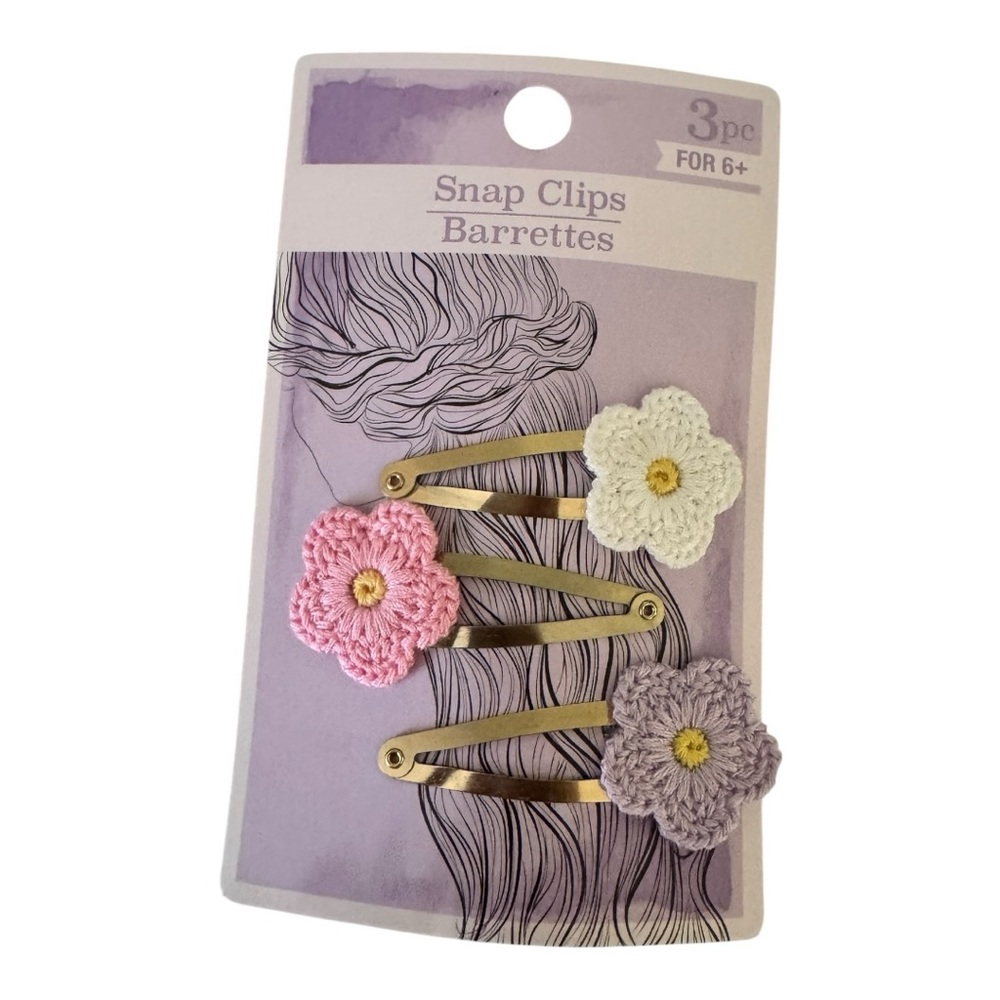 Floral Crochet Snap Clips Set